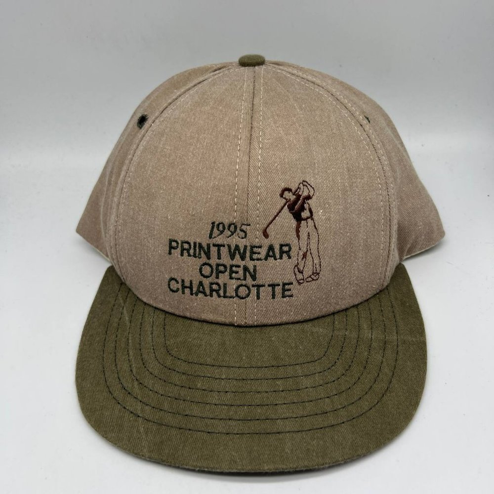 Vintage Printwear Open Charlotte SKM Hat Snapback Cap Brown New Men‎